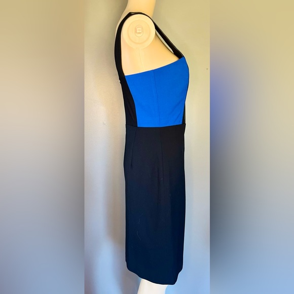 MASON BY MICHELLE Leather Insert Dress Pencil Wrap Bodycon Blue/Black Sz 6 - Picture 2 of 9